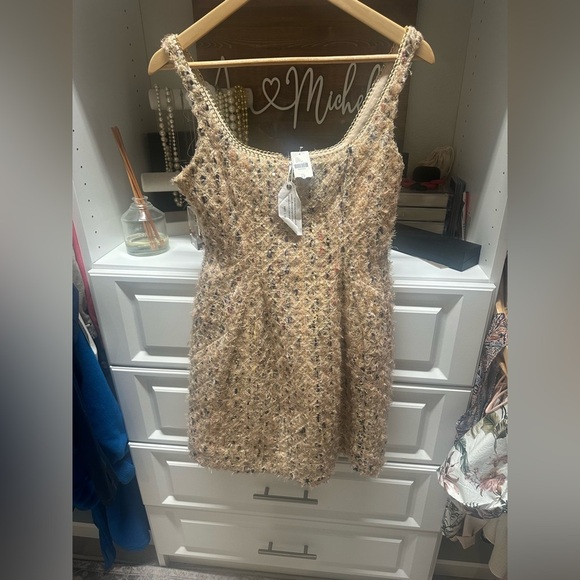 Anthropologie Tweed Fit and Flare Mini Dress with Gold Accents - Picture 5 of 8